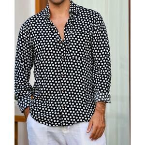 Kenny Flowers Drippin Polka Dots Long Sleeve Shirt Large Vacation Resortwear